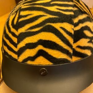 EXL 200 DOT Faux fur zebra motorcycle helmet